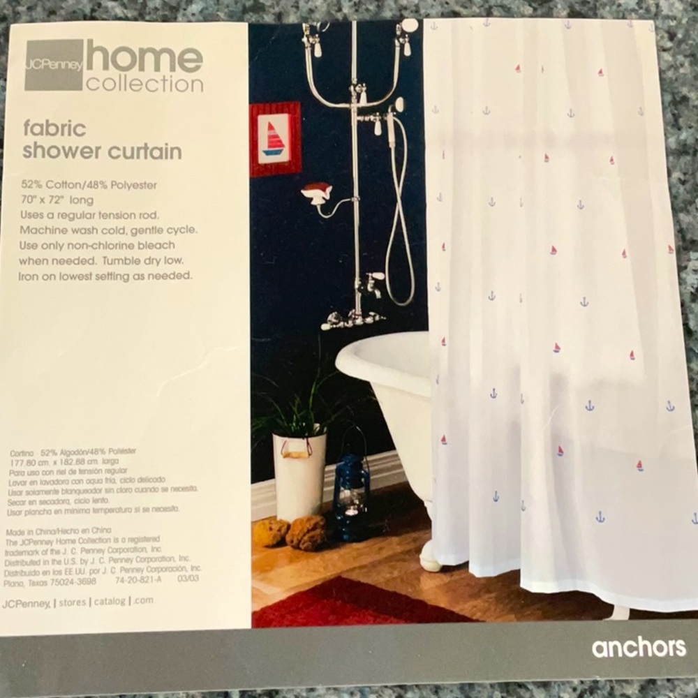 JCPenney White nautical cotton shower curtain